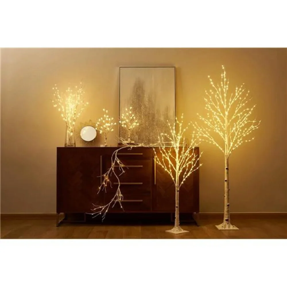Lighted Birch Garland 6FT 48 LED Battery Operated with Timer Pre-lit